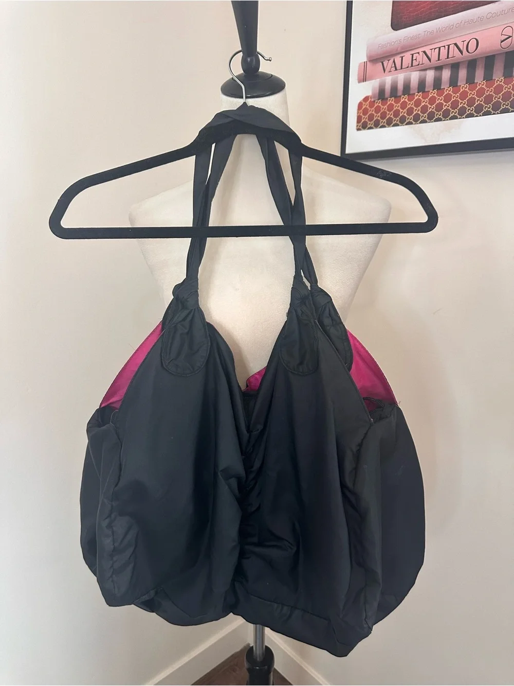 Puma Black Shoulder Tote with Hot Pink Accents